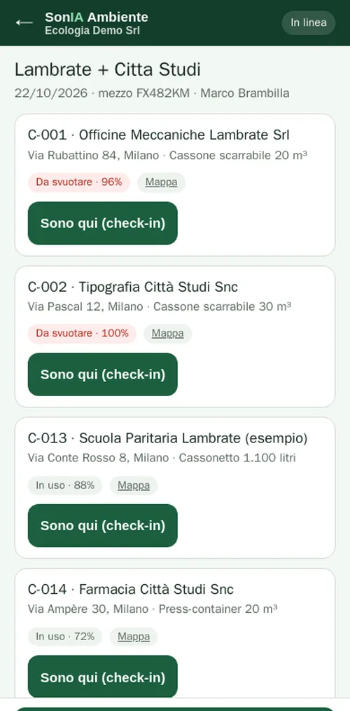App autisti: il giro del giorno con i punti di raccolta